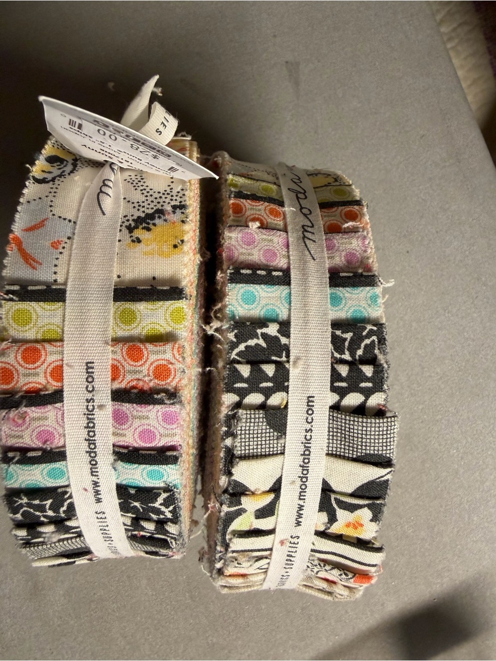 2 Moda Cotton Honey Buns Jelly Rolls - Teal, Lime, Orange, Pink, White Prints - Picture 2 of 6